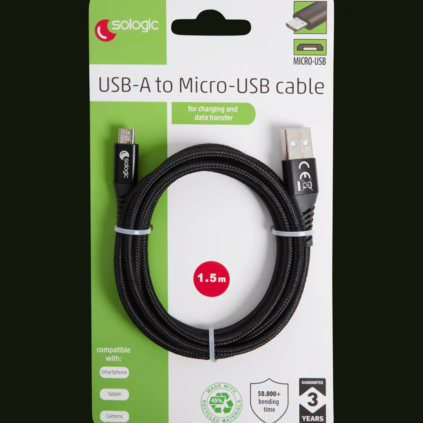 Action Câble de charge et de transfert de données Sologic Micro-USB* Câbles Et Répartiteur