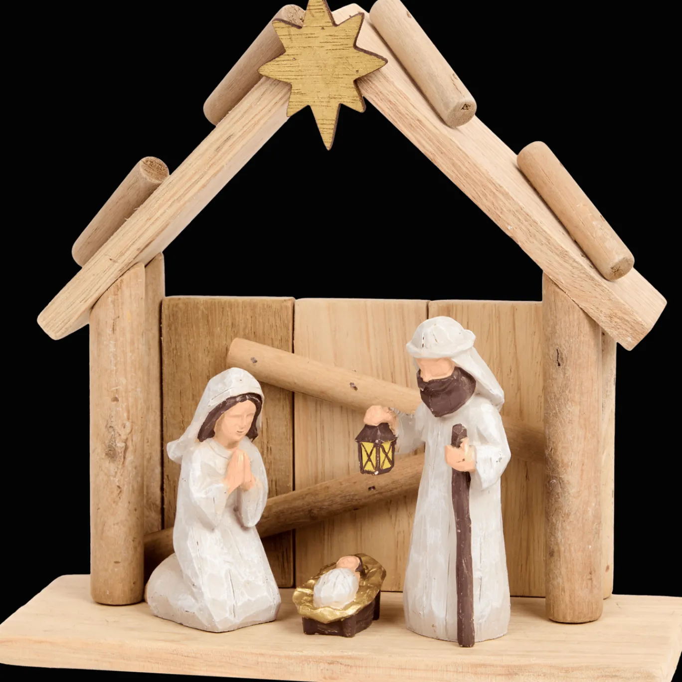 Action Crèche de Noël en bois Absolu Chic* Décoration Saisonnière