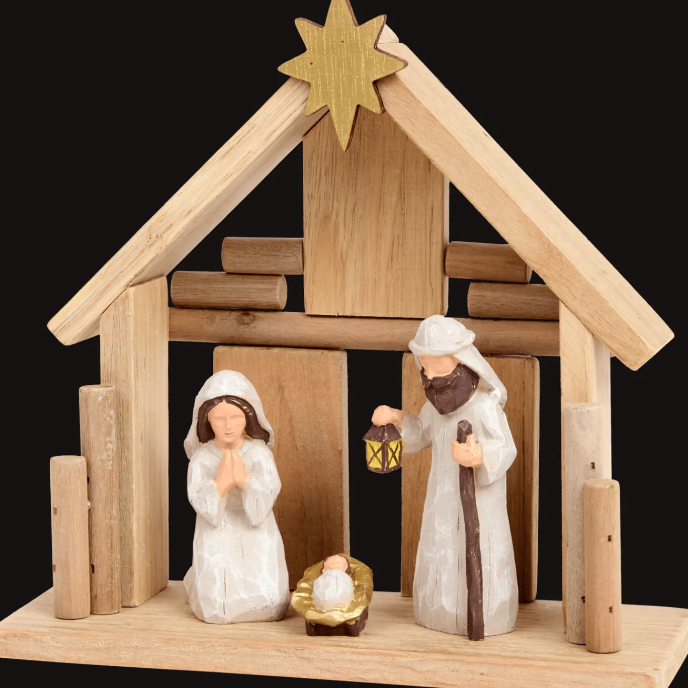 Action Crèche de Noël en bois Absolu Chic* Décoration Saisonnière