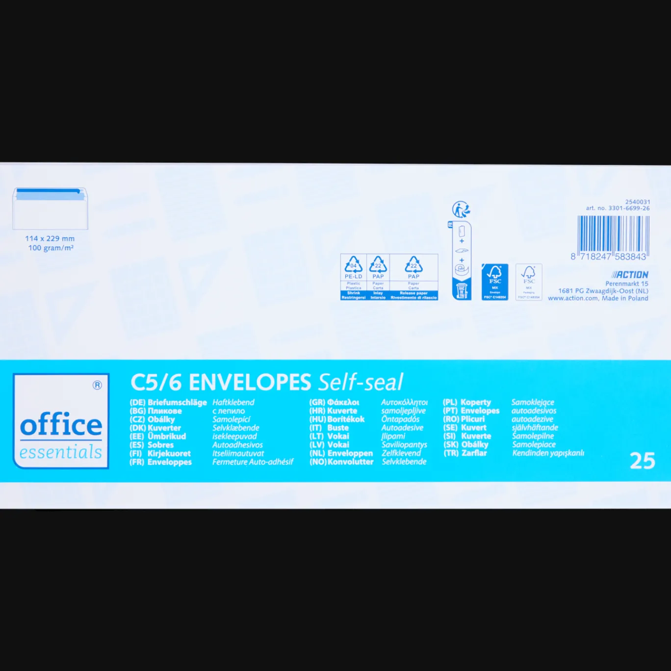 Office Essentials Enveloppes C5/6* Cartes