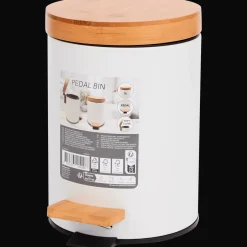 Action Poubelle à pédale avec couvercle en bambou* Poubelles