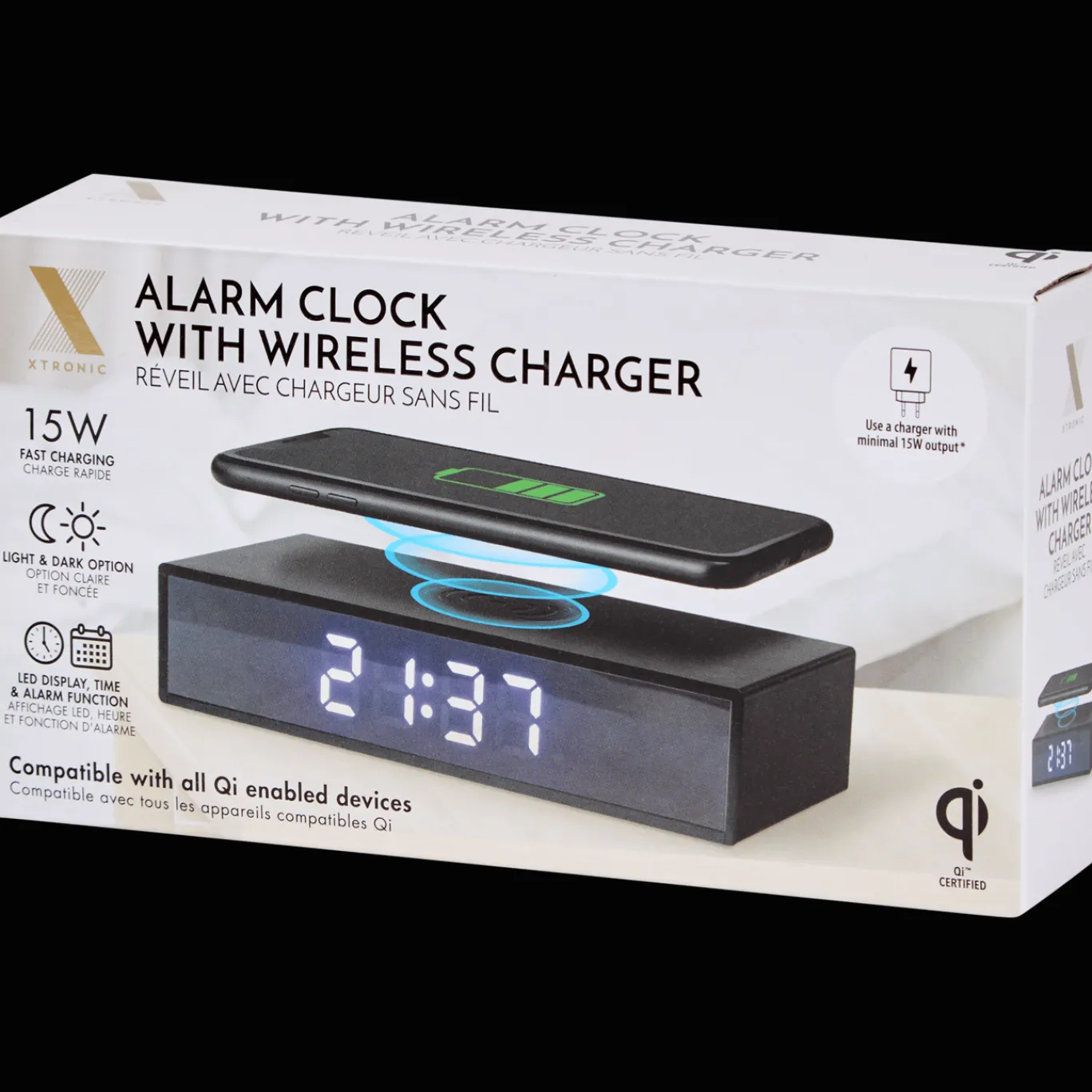 Action Réveil avec chargeur sans fil Qi Xtronic* Powerbanks Et Chargeurs